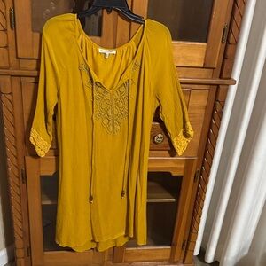 Speed Control Yellow Tunic with Crochet Details
